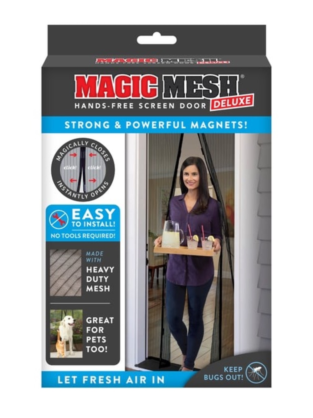 MAGIC MESH Deluxe Hands-Free Black Screen Door